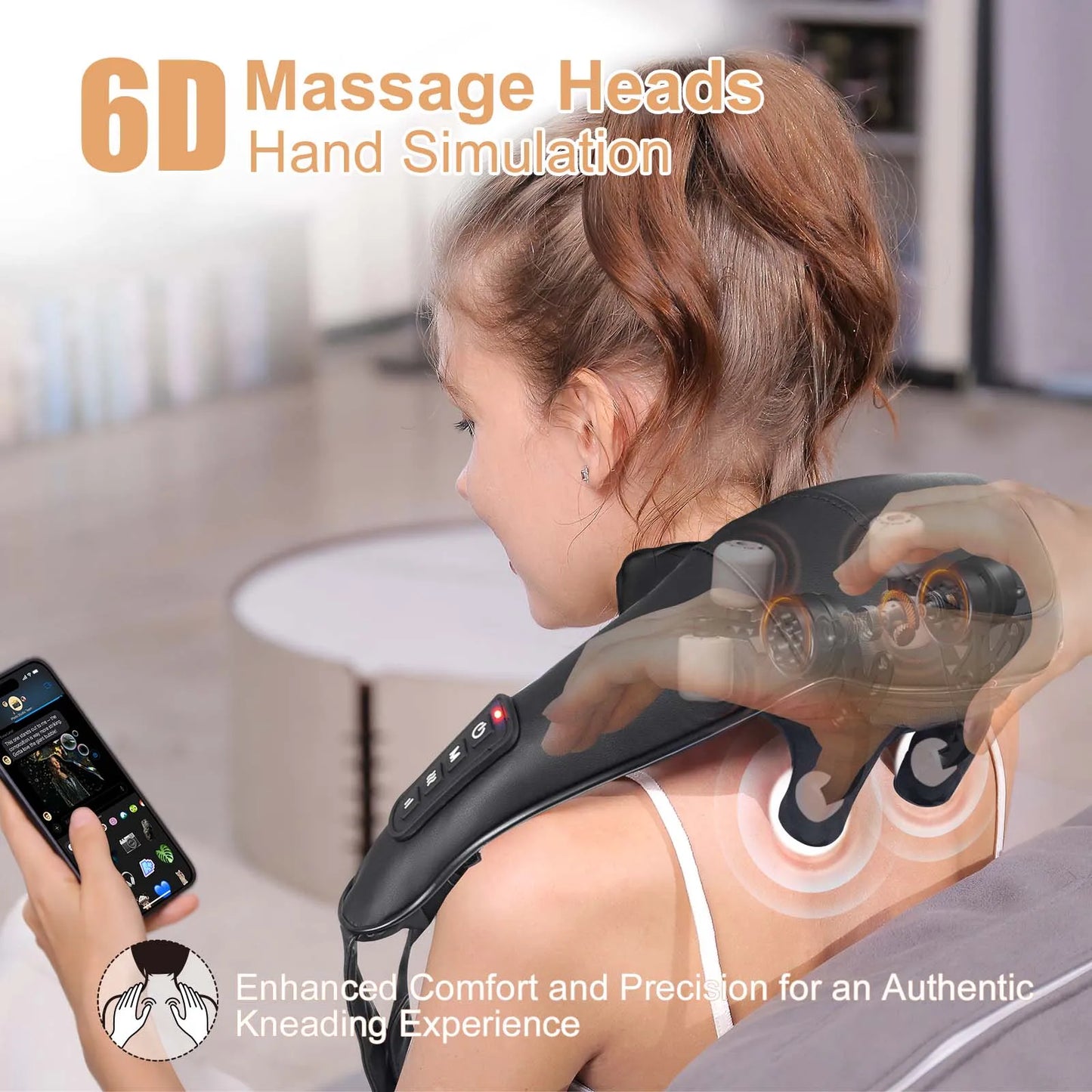 MASGREE Shiatsu Back Neck Massager With Heat Cordless Kneading
