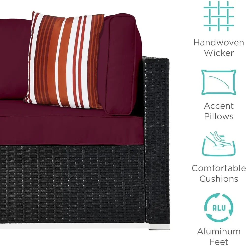 Outdoor Modular Wicker Patio Sectional Set With Pillows Cover Included