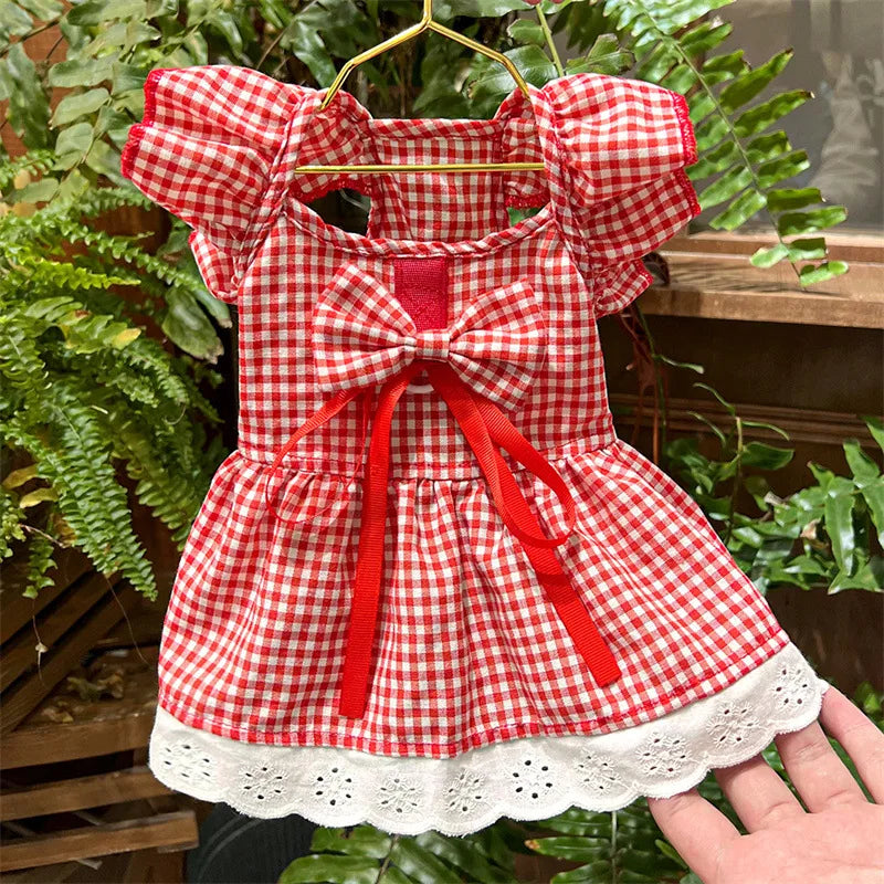 Doggyzstyle Summer Pet Dress Floral Plaid Pattern Princess Costume