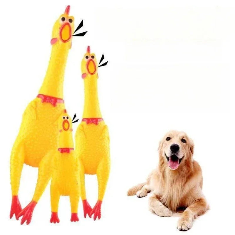 DKSTINYE Squeaky Screaming Chicken Pet Toy Rubber Chew