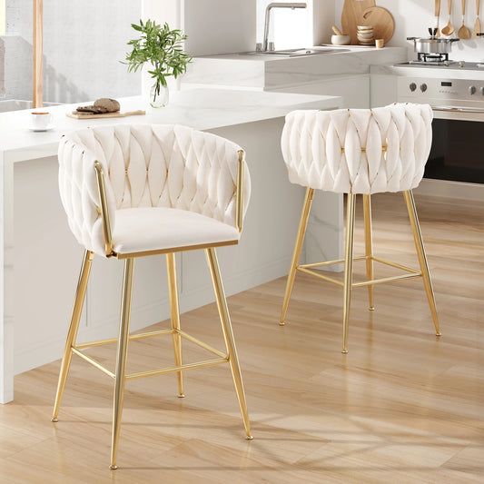 FARINI Set Of 2 Bar Stools With Back Modern Mid-Century