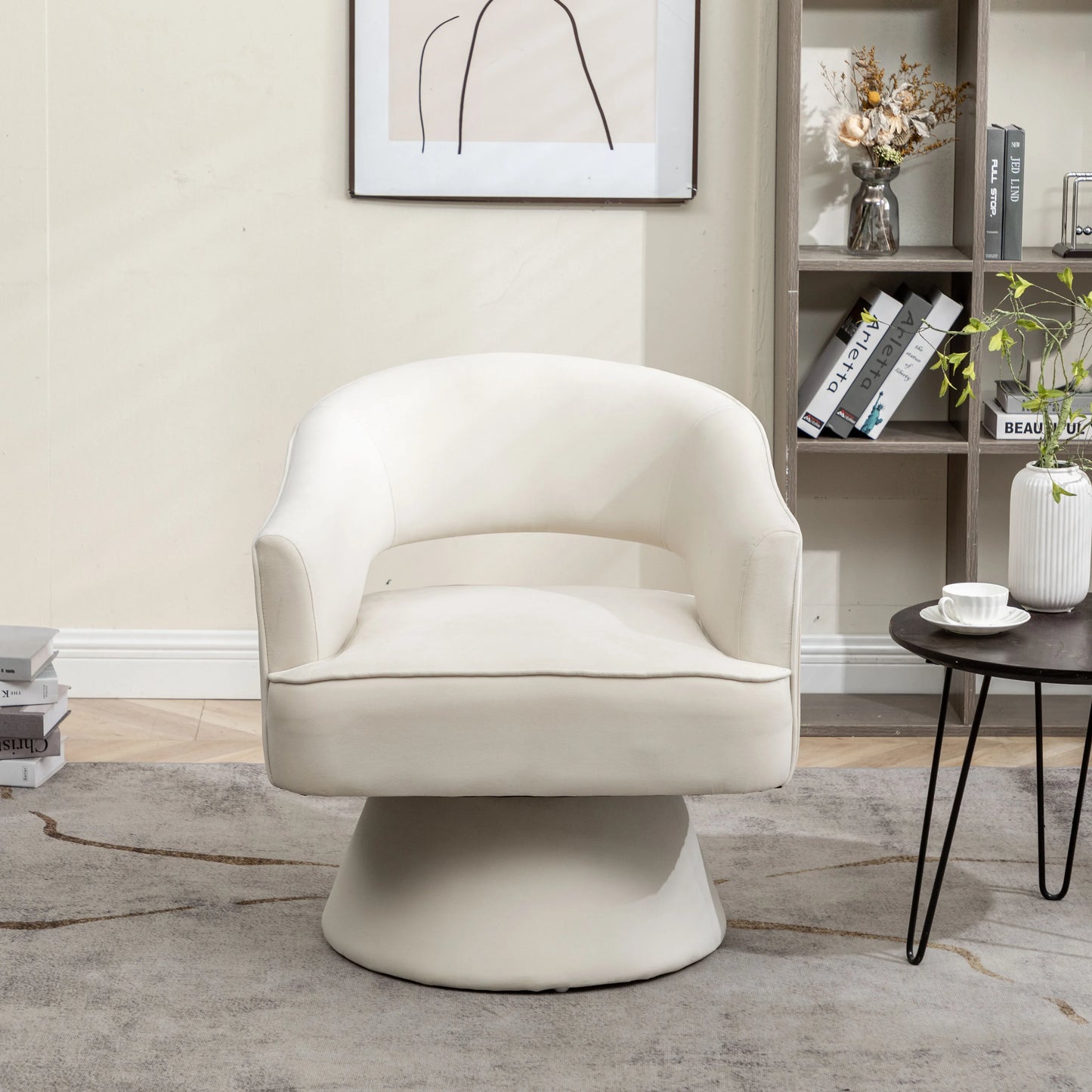 Modern Velvet Swivel Arm Chair For Living Room And Bedroom