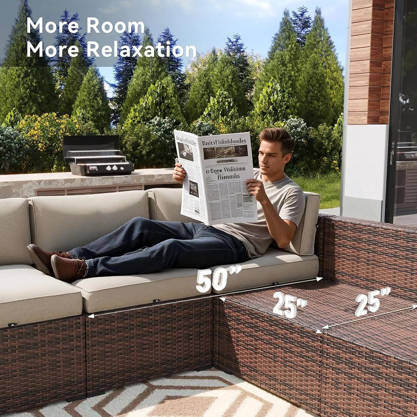 7 Piece Outdoor Patio Furniture Set With Coffee Table Waterproof