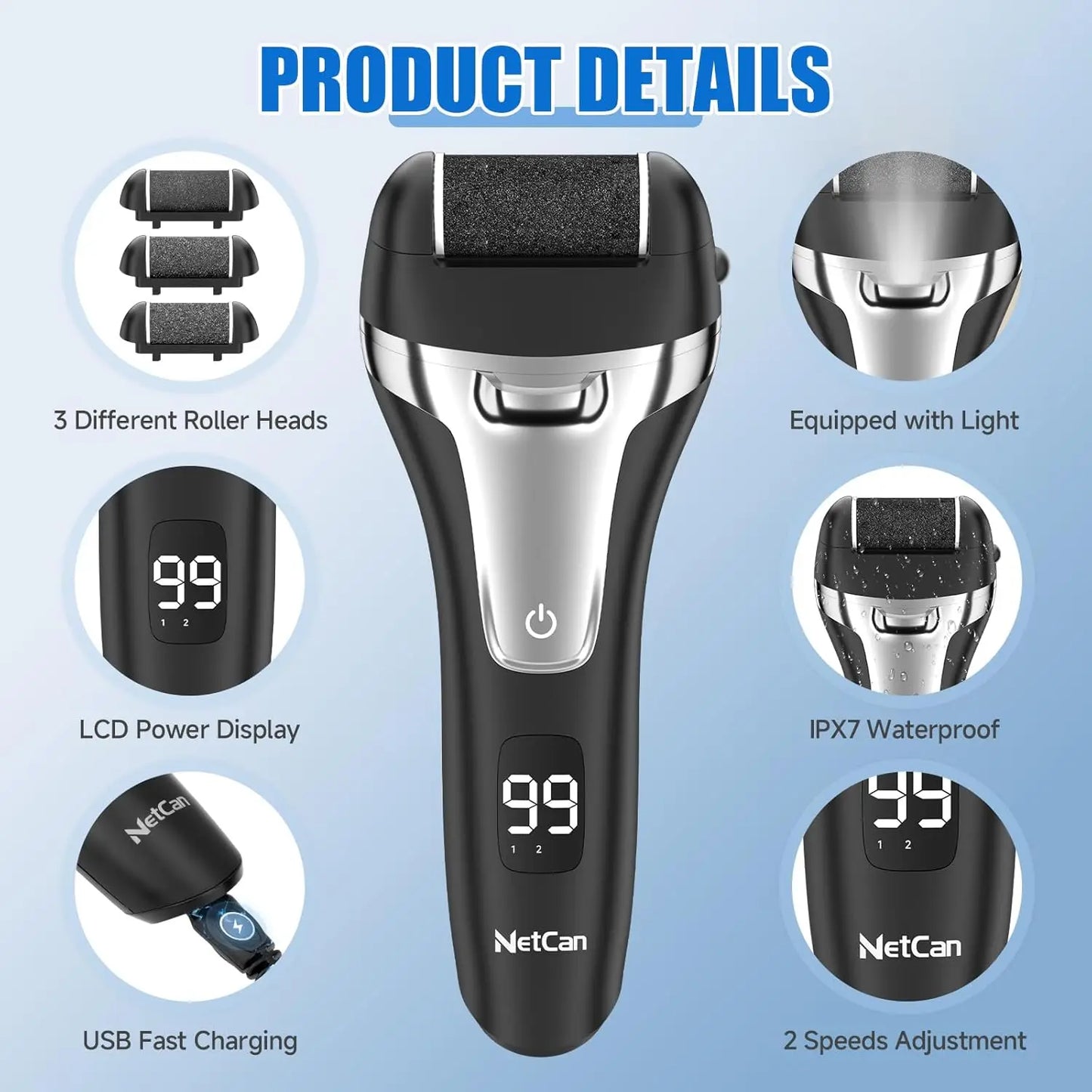 Electric Callus Remover 17 In 1 Pedicure Kit USB Rechargeable