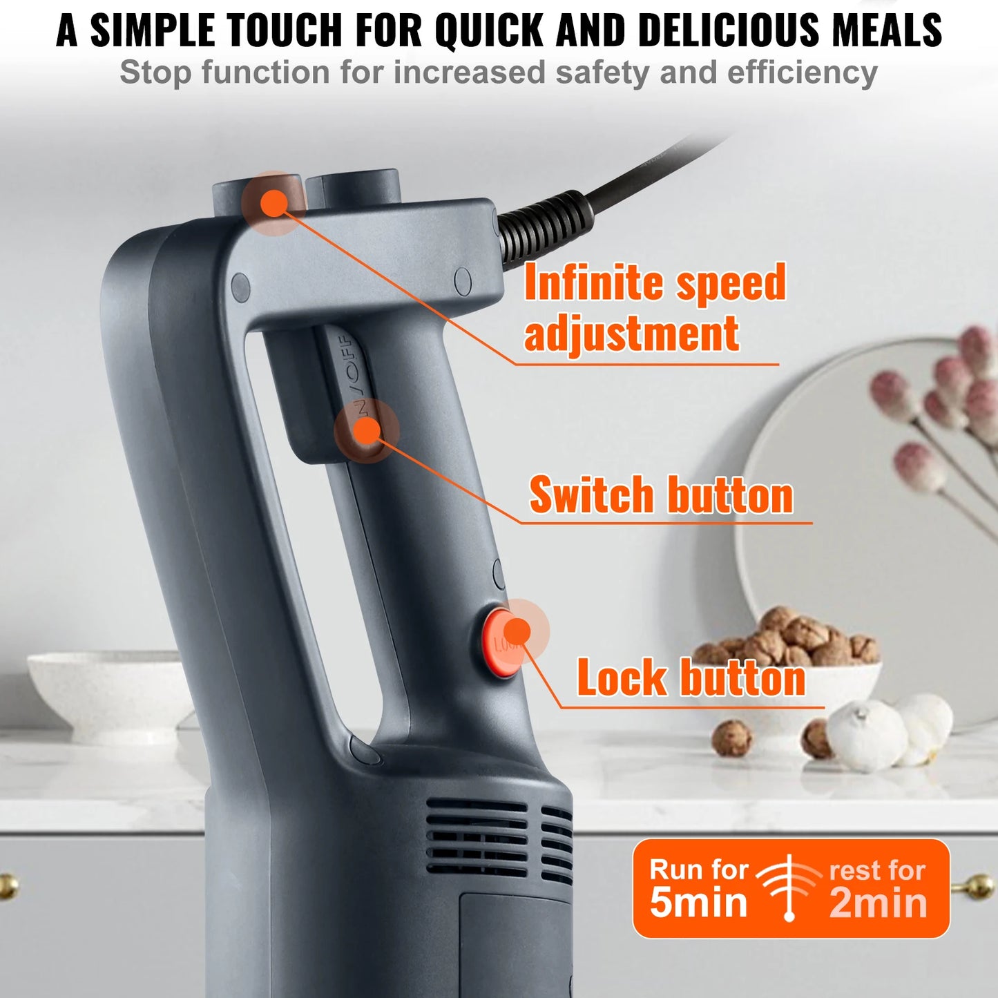VEVOR Immersion Blender Heavy Duty Hand Mixer Multi Purpose
