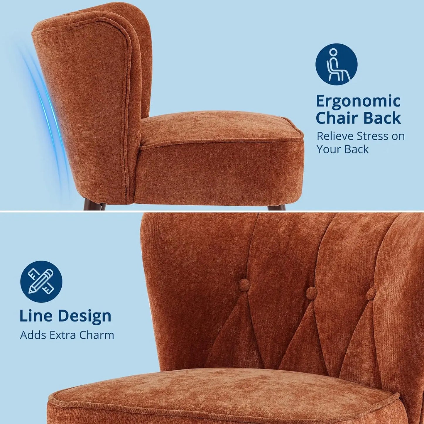 HiMISS Modern Accent Chair Upholstered Lounge Armchair With Wood Legs