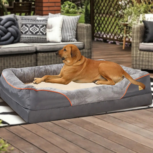 BINGOPAW Orthopedic Dog Bed Memory Foam Quilted Bolstered Sofa