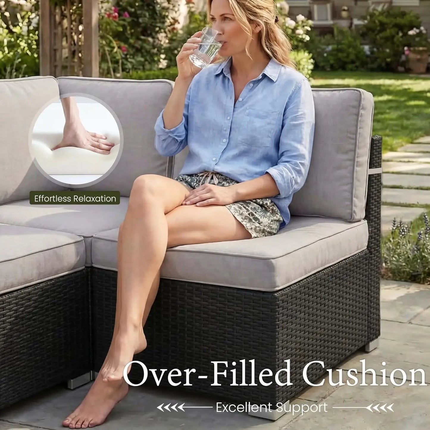 Patio Furniture Set With Fire Pit Table Outdoor Wicker Rattan