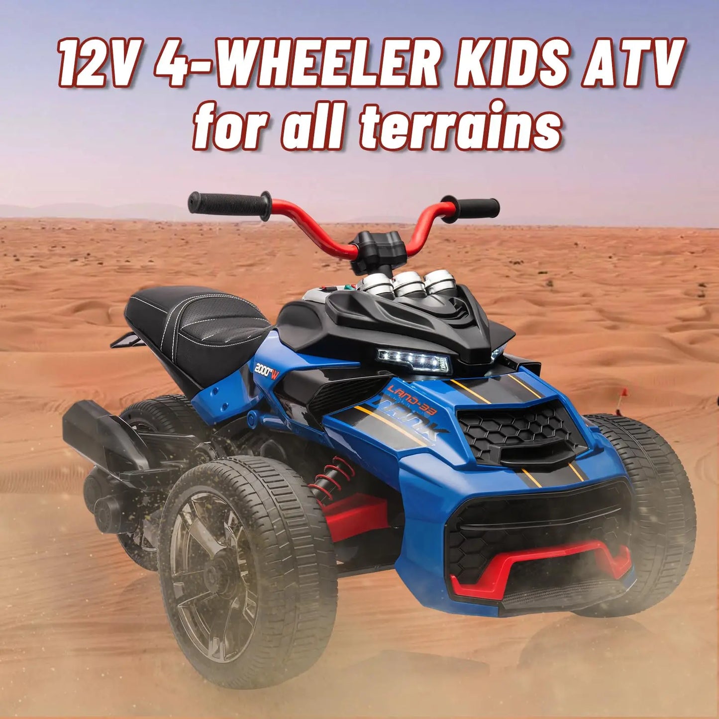 12V Kids Ride On Electric ATV With 2 Speeds And All Terrain EVA Tires
