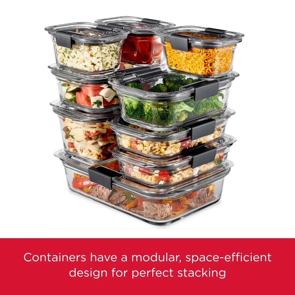 Airtight Leak Proof Glass Food Storage Containers Vented Microwave Safe