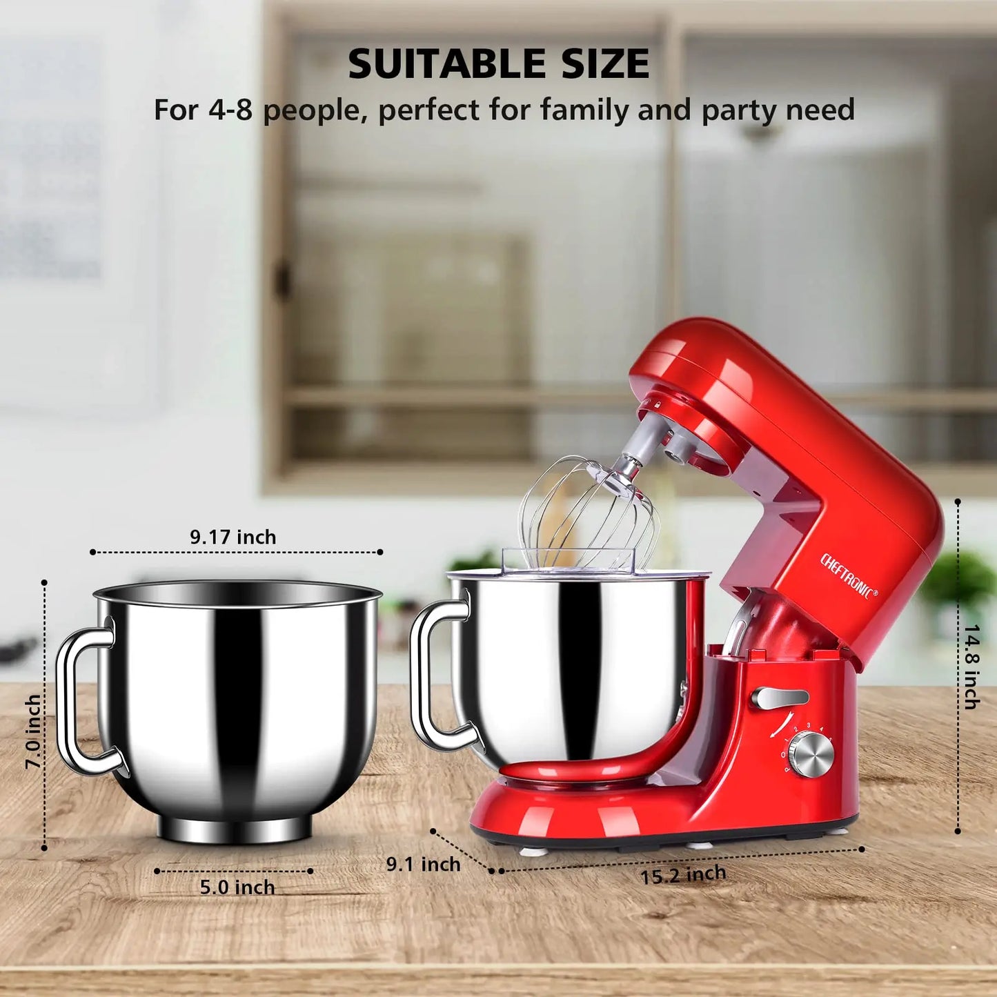 Cheftronic Tilt-Head Stand Mixer 650W Milk Frother