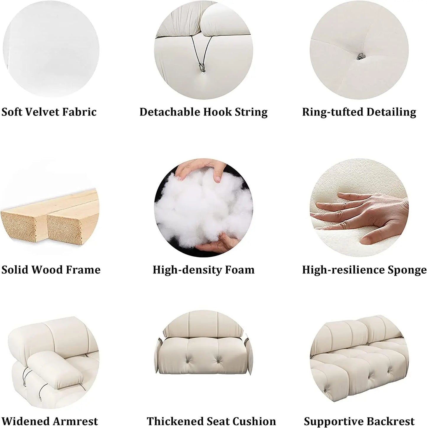 Sdorens Velvet Convertible Modular Sectional Sofa For Living Room