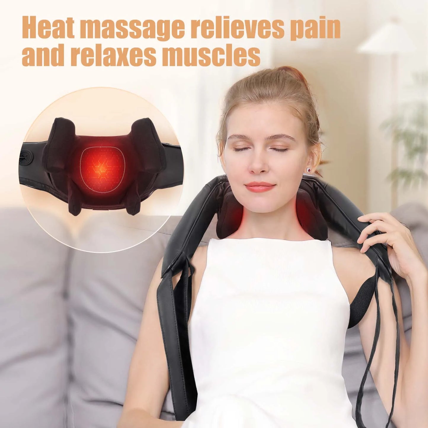 MASGREE Shiatsu Back Neck Massager With Heat Cordless Kneading
