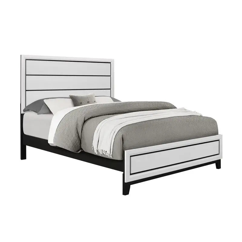 5 Piece Full Modern Bedroom Set With Bed Nightstands Dresser And Mirror