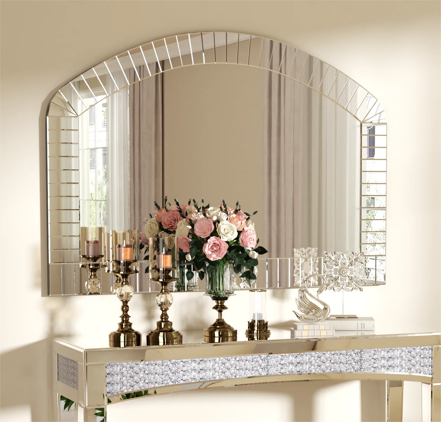 Arched Wall Mirror Beveled Edge Venetian Accent Home Decor