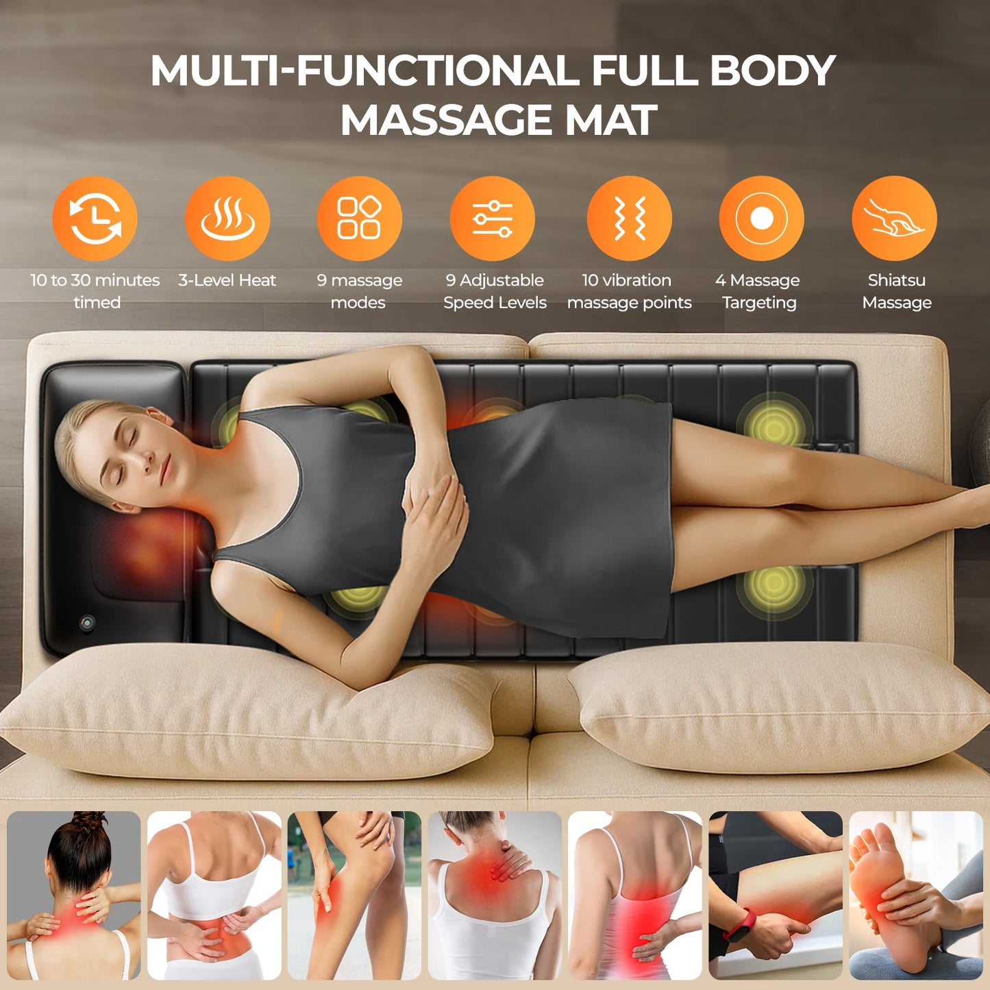 HIMOUTA Shiatsu Full Body Massage Mat With Heat Therapy