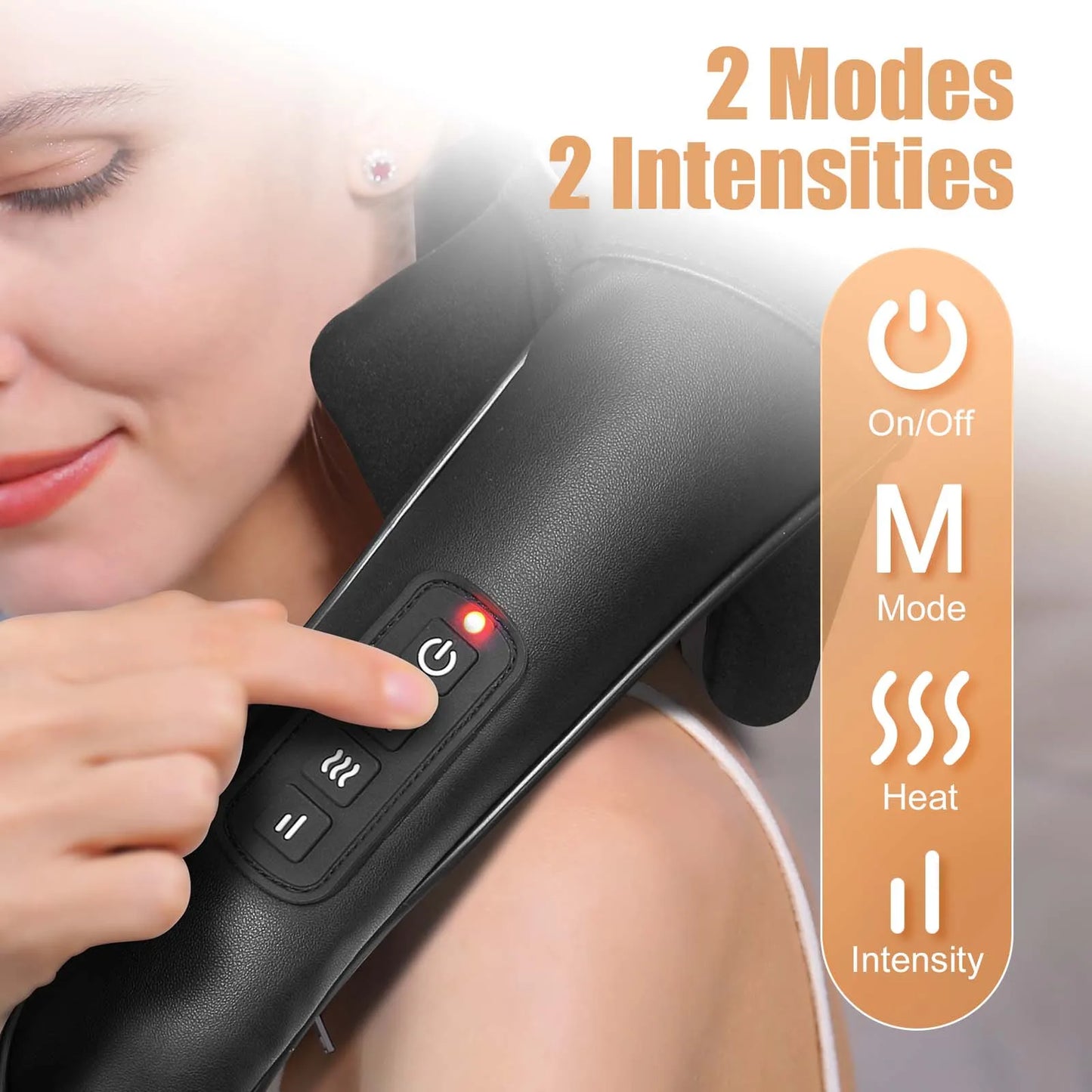 MASGREE Shiatsu Back Neck Massager With Heat Cordless Kneading