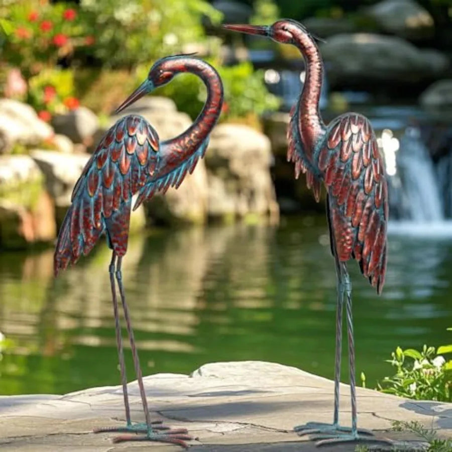 SHXI Metal Crane Statues For Garden Decor