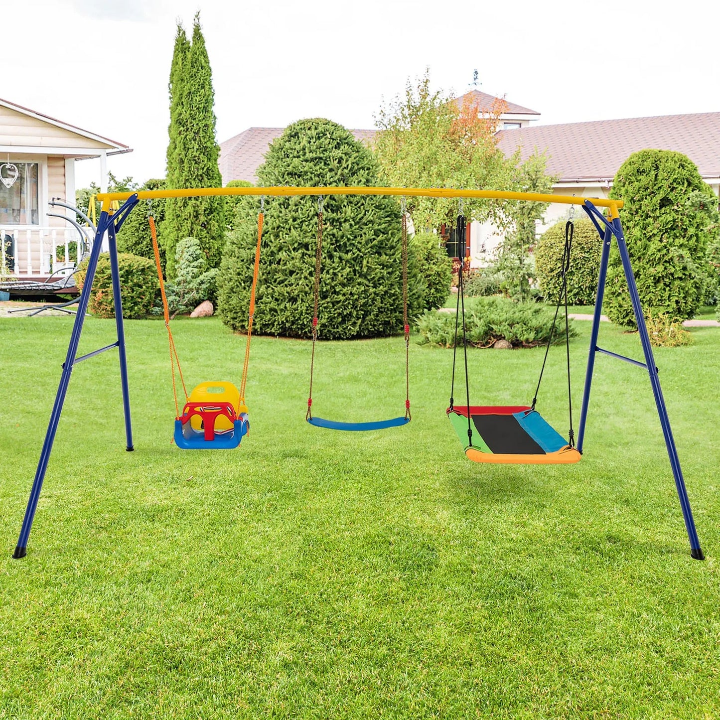 Unbrand 3 In 1 Kids Swing Set With Belt SwingFrame