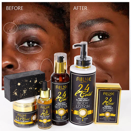 AILKE 24K Gold Collagen Cream Skin Care Set For Whitening