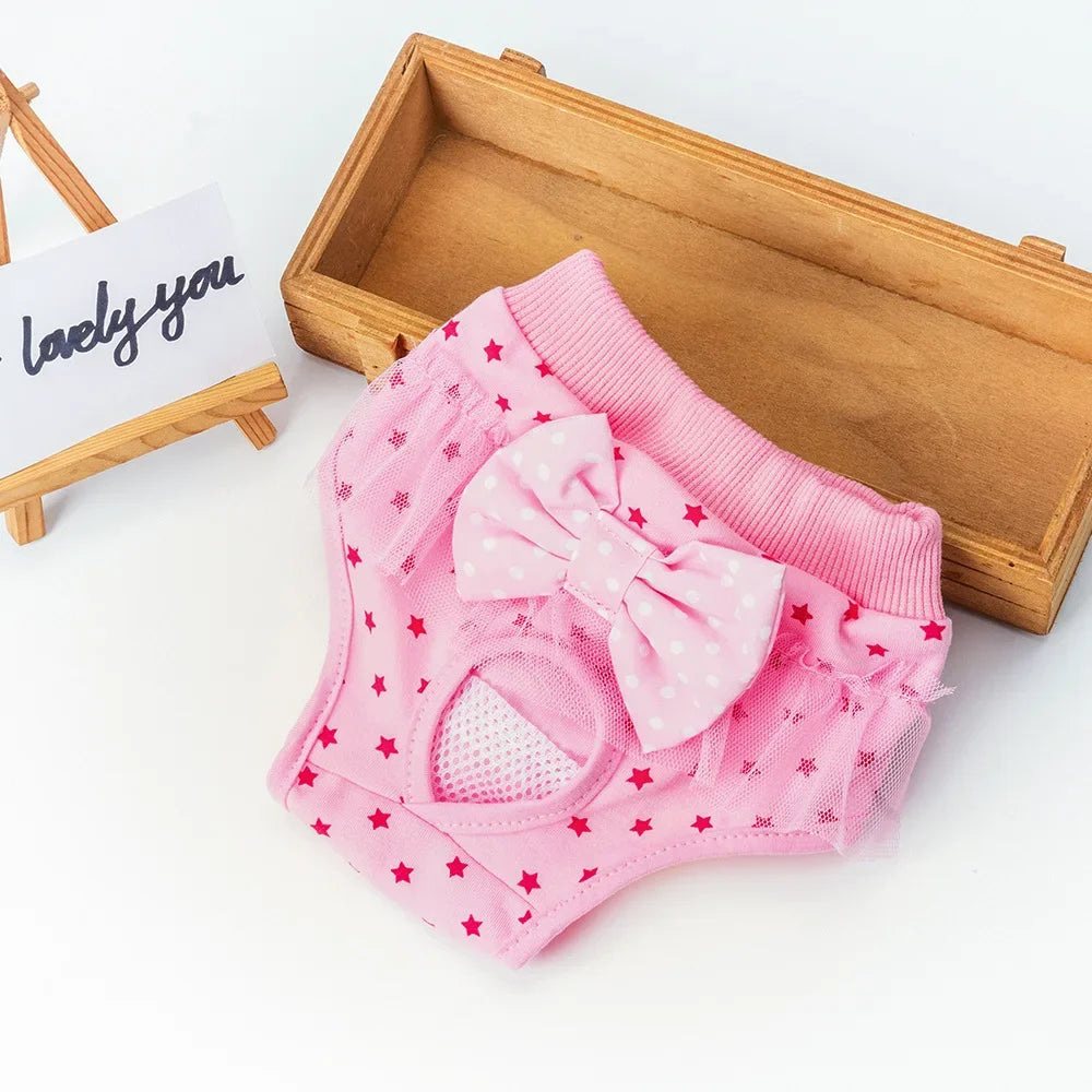 Dog Physiological Panties Washable Cotton Female Princess Bow Pet Underwear