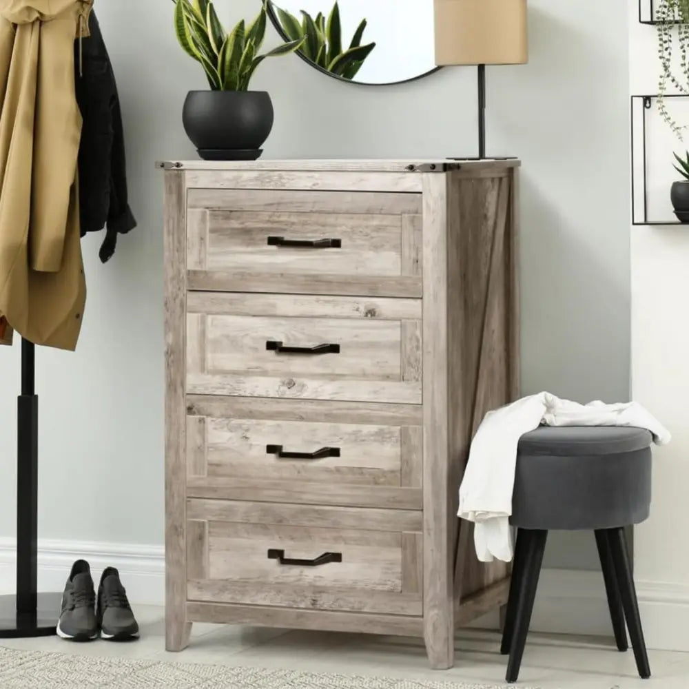 Farmhouse 4-Piece Dresser Set With 6-Drawer Dresser, 4-Drawer Chest, Nightstands