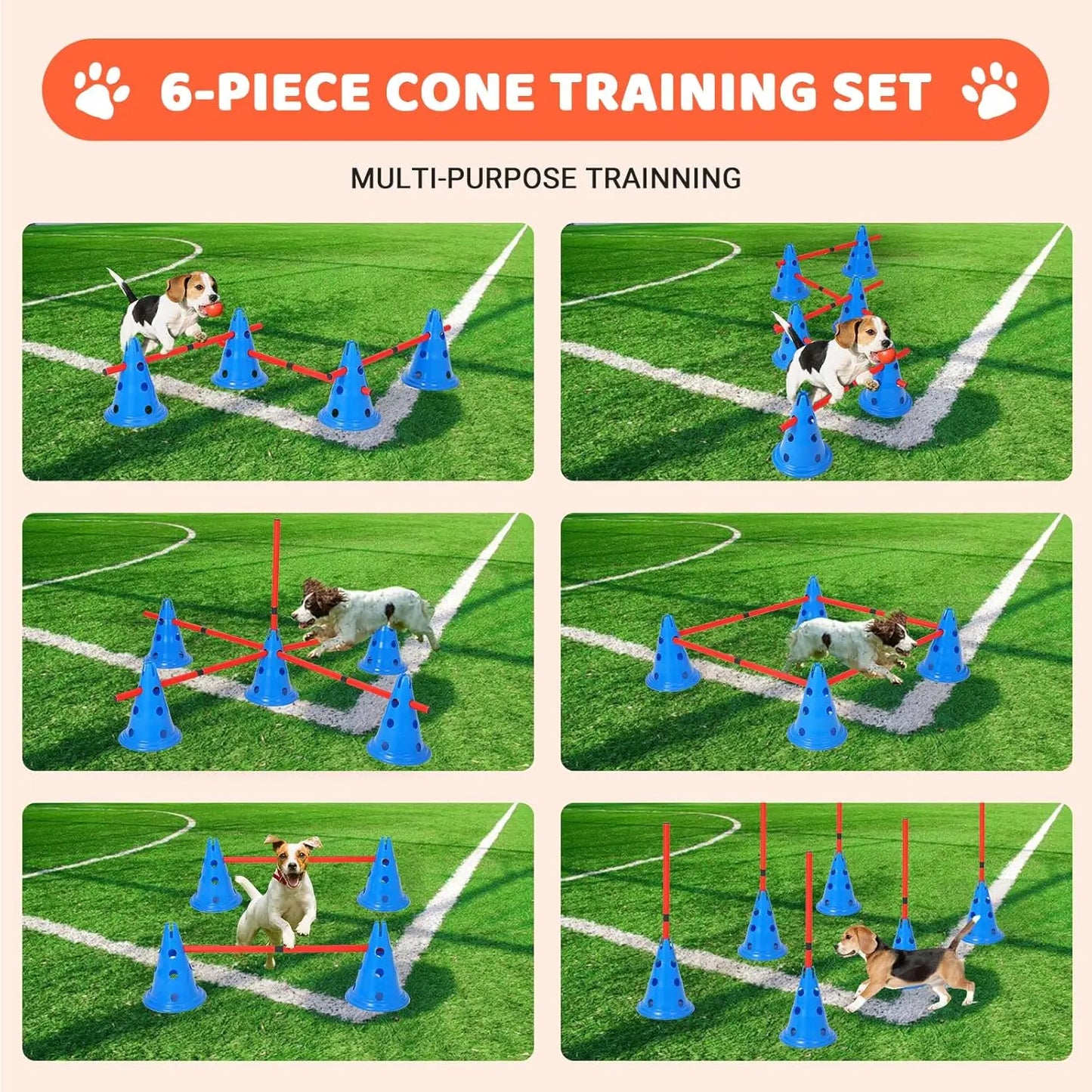 HiMISS Dog Agility Hurdle Cone Set Training Course Kit With 12 Cones