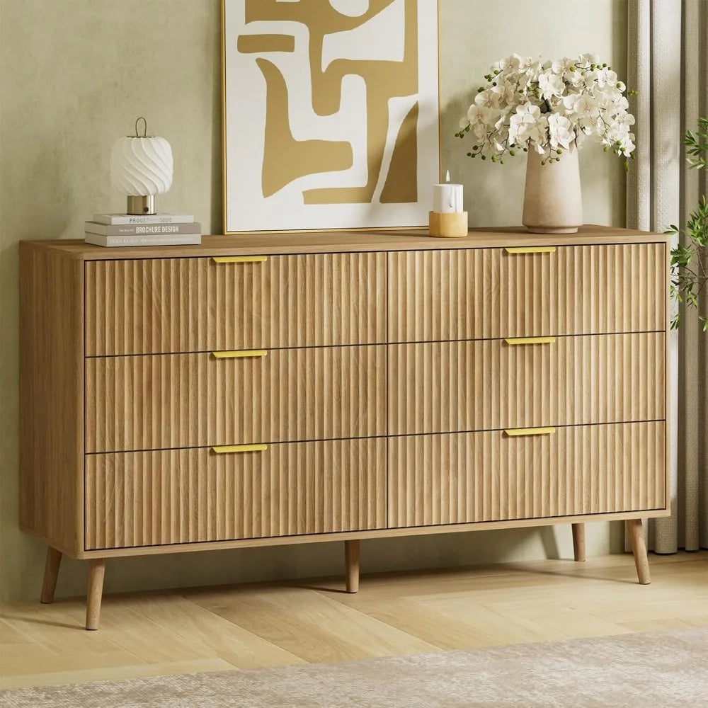 RBXC Oak Dresser Nightstand Set Modern 3-Piece Bedroom Furniture