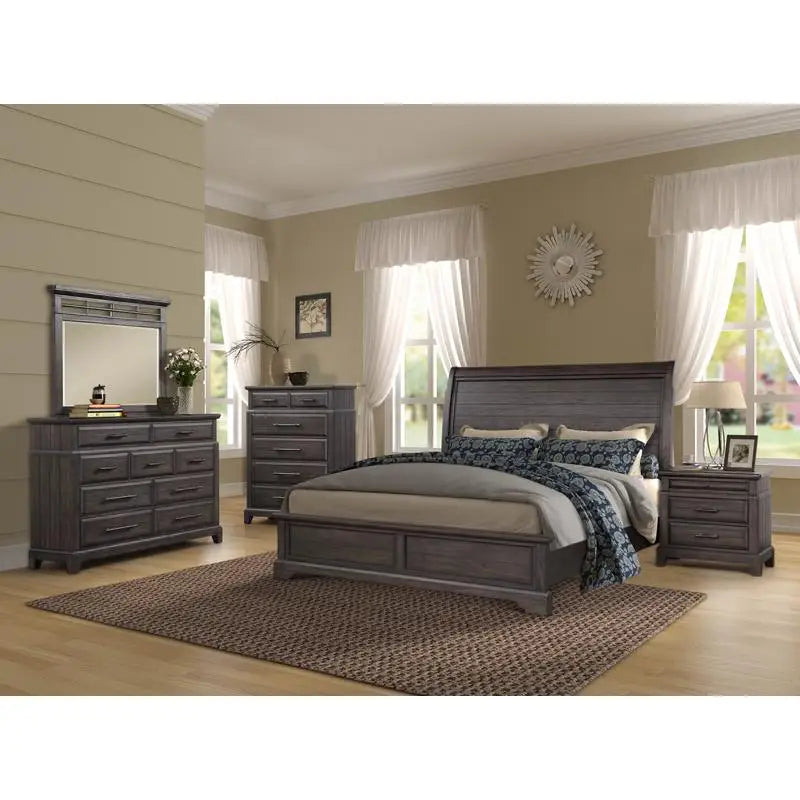 Queen Sleigh Bed Set With Dresser Mirror Chest And Nightstand