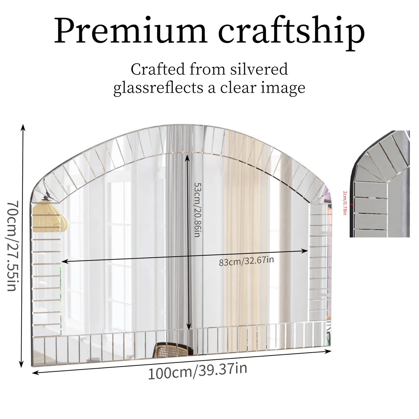 Arched Wall Mirror Beveled Edge Venetian Accent Home Decor
