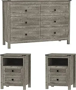 RBXC 6 Drawer Dresser And 2 Nightstands Set For Bedroom