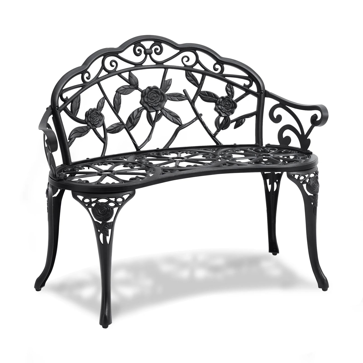 SucceBuy Outdoor Bench Wood And Metal Garden Seat For Outdoors