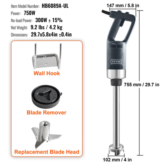 VEVOR Immersion Blender Heavy Duty Hand Mixer Multi Purpose