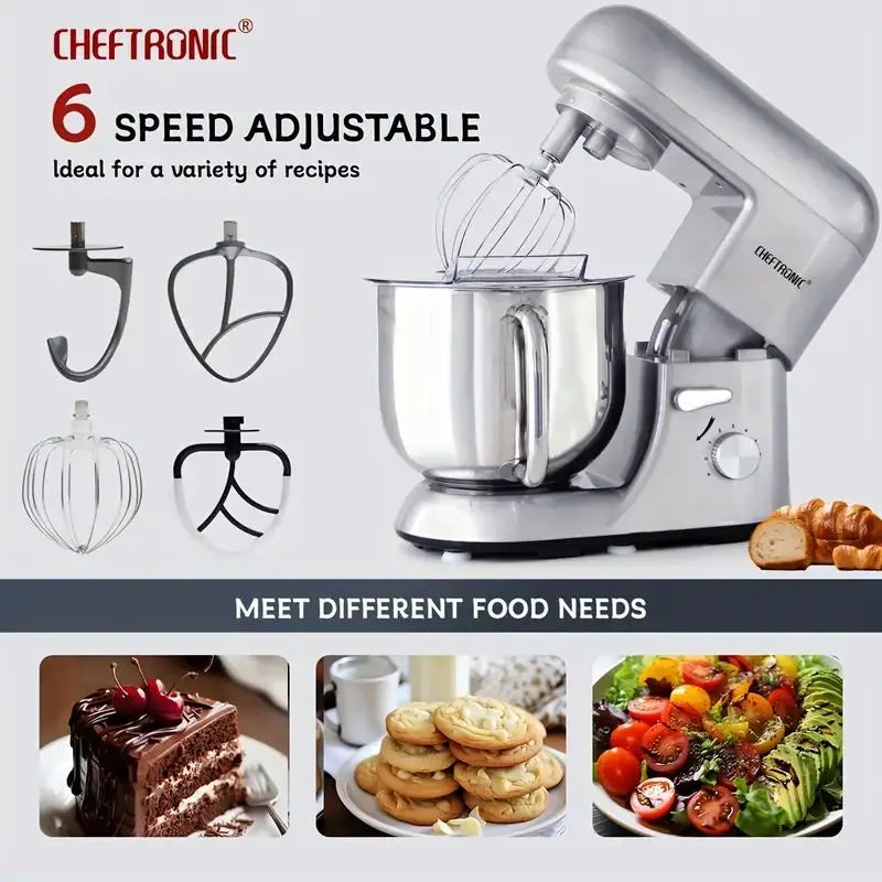 Cheftronic 6-Speed Stand Mixer With Dough Hook and Wire Whip