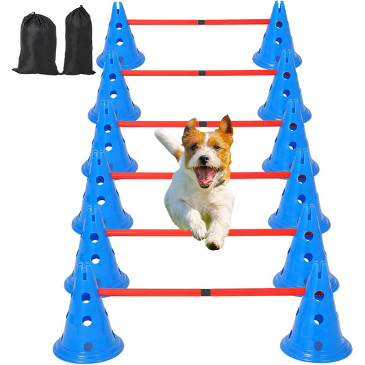 HiMISS Dog Agility Hurdle Cone Set Training Course Kit With 12 Cones