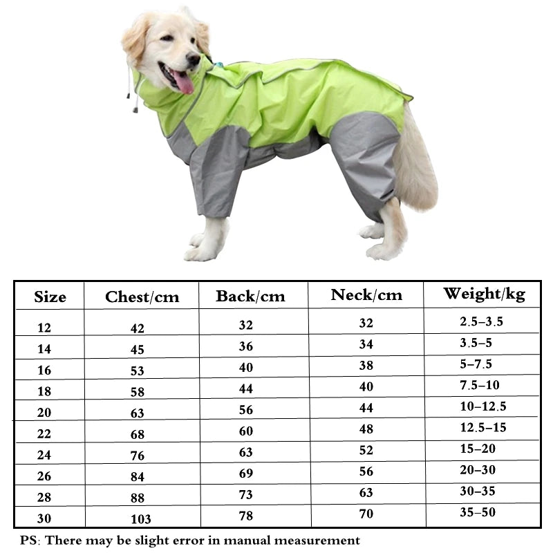 Dog Raincoat Hooded Waterproof Jumpsuit For Outdoor Use