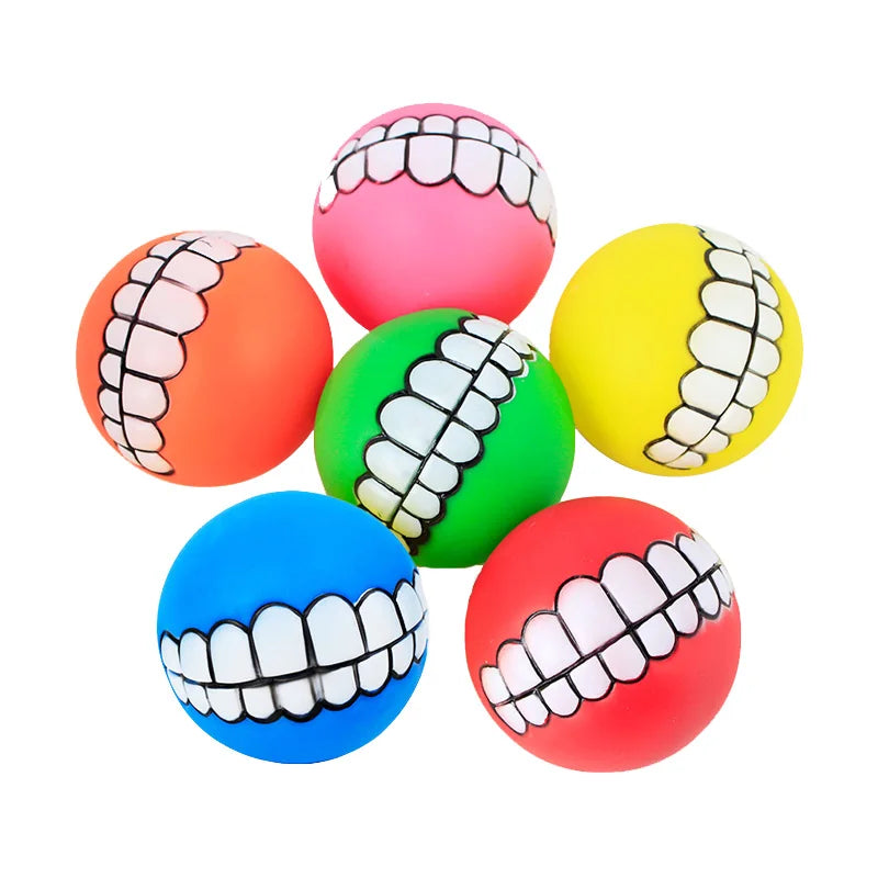 Pawstrip Rubber Squeaky Dog Toy Ball Bite Resistant Chew Toy