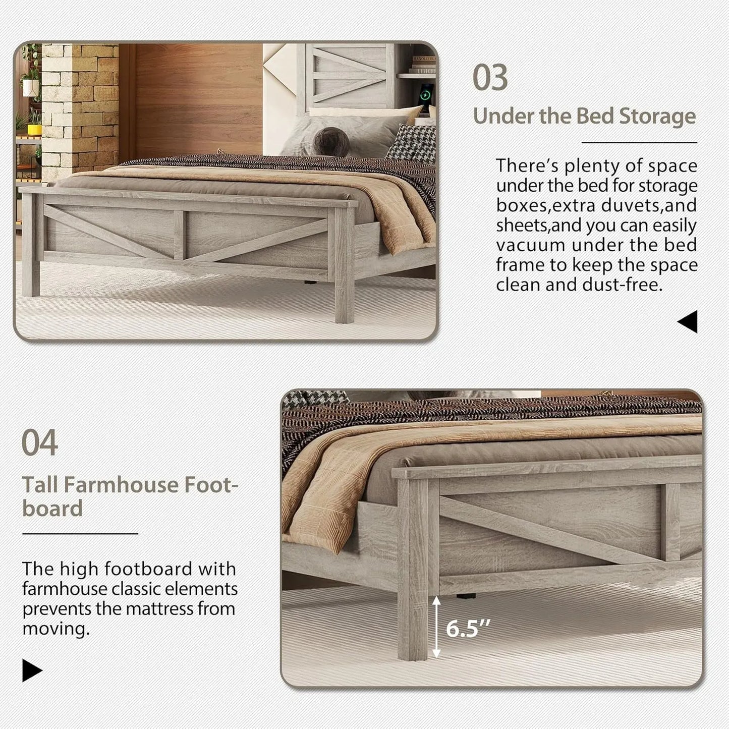 3 Piece Farmhouse Style Bedroom Set With Barn Door Bed