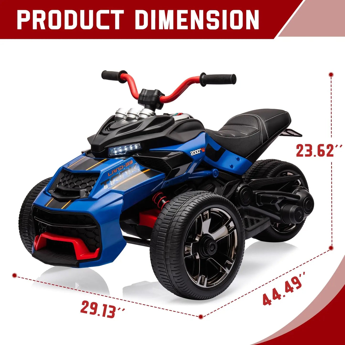 12V Kids Ride On Electric ATV With 2 Speeds And All Terrain EVA Tires