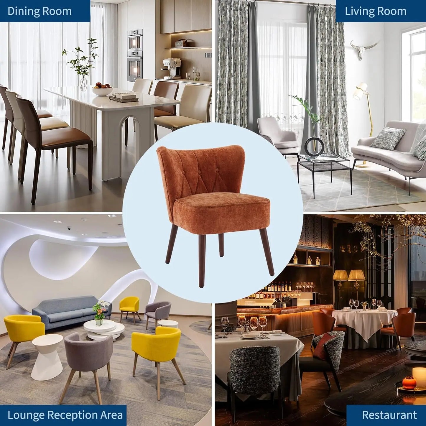 HiMISS Modern Accent Chair Upholstered Lounge Armchair With Wood Legs