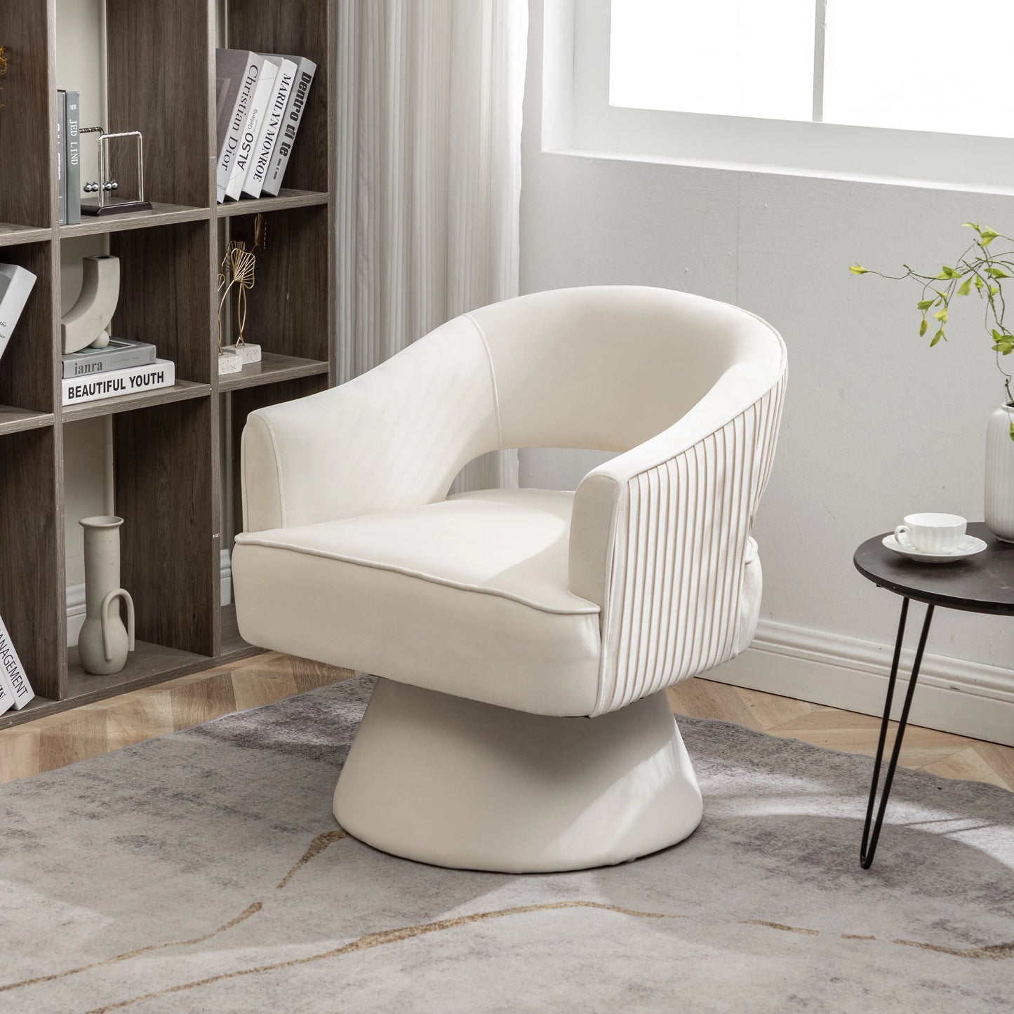 Modern Velvet Swivel Arm Chair For Living Room And Bedroom