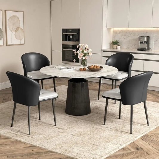 Curved Back Upholstered Dining Chairs With Metal Legs