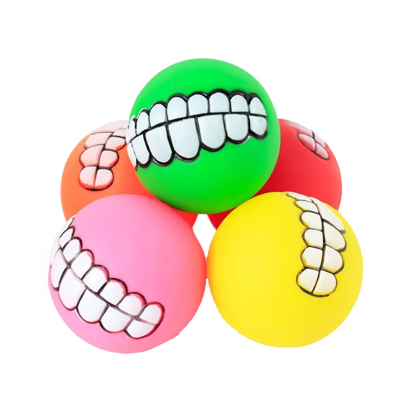 Pawstrip Rubber Squeaky Dog Toy Ball Bite Resistant Chew Toy