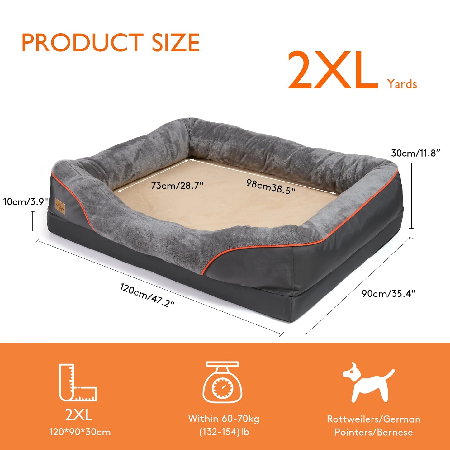 BINGOPAW Orthopedic Dog Bed Memory Foam Quilted Bolstered Sofa
