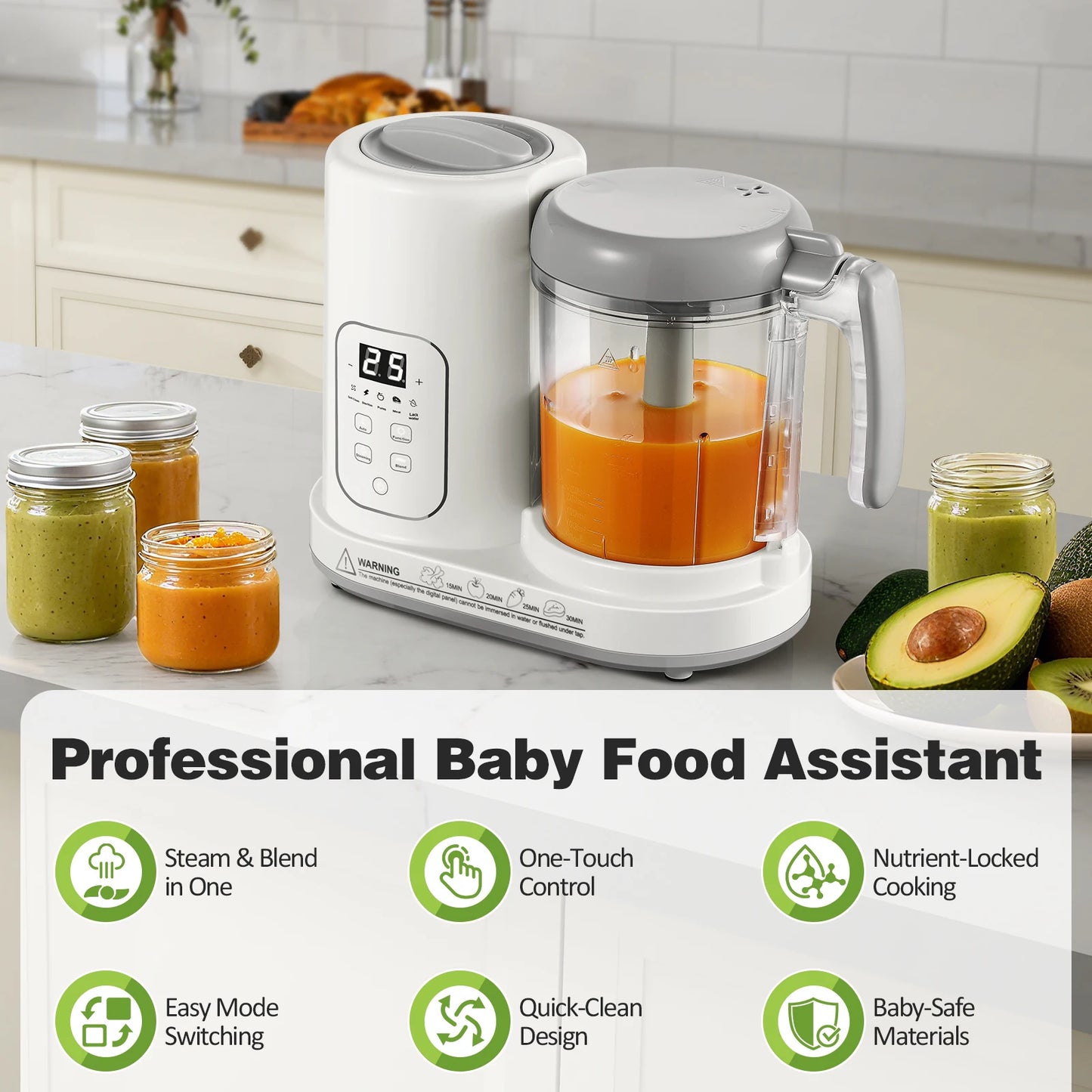 TopStrong 4-In-1 Auto-Clean Baby Food Maker Steamer Blender BPA-Free