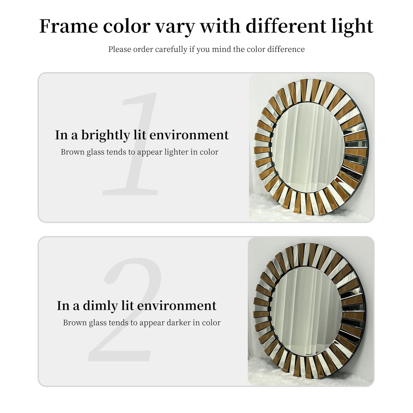 Elegant Round Starburst Wall Mirror For Living Room And Bedroom