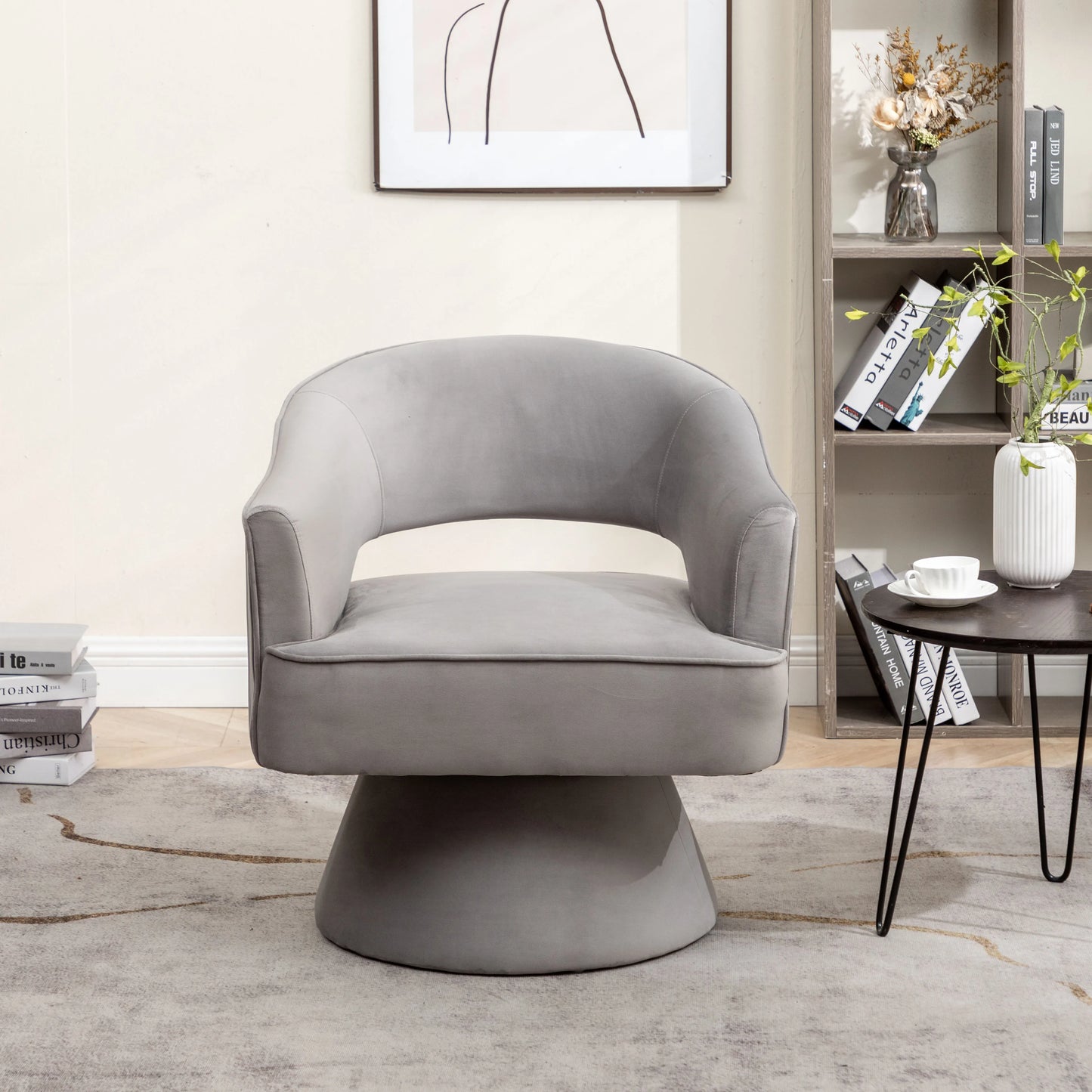 Modern Velvet Swivel Arm Chair For Living Room And Bedroom
