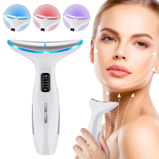Hailicare 4-Mode LED Neck Beauty Device EMS Facial Lifting Massager