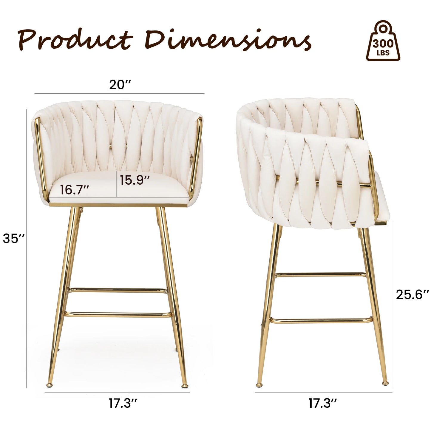 FARINI Set Of 2 Bar Stools With Back Modern Mid-Century