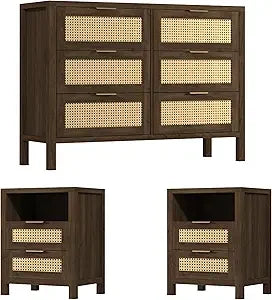 RBXC 6 Drawer Dresser And 2 Nightstands Set For Bedroom